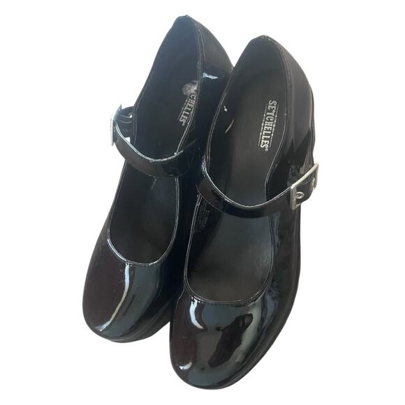 Seychelles Black Patent Leather Mary Janes Shoes 8 Chunky Coquette Whimsigoth - Picture 6 of 8